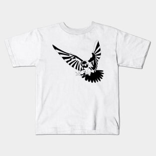 ecopop tribal peregrine falcon bird in endangered pattern art Kids T-Shirt